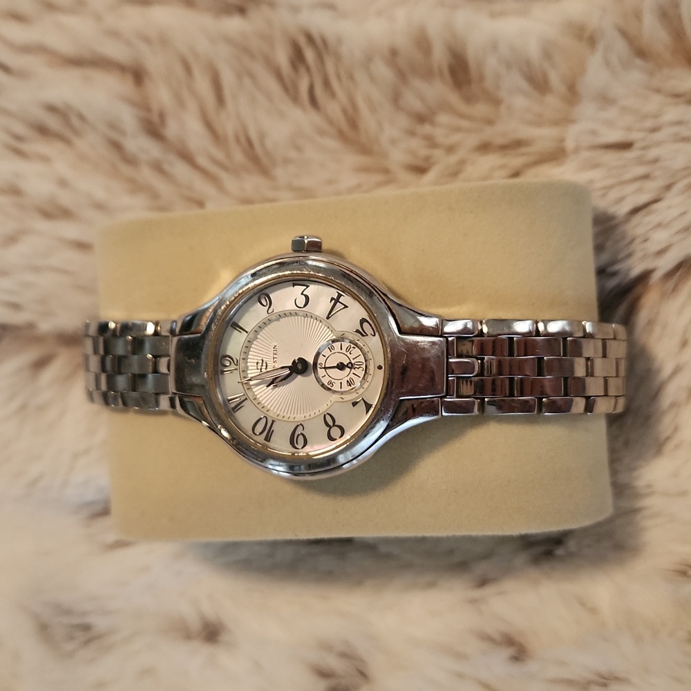 Philip Stein Womens Silver Watch with Mother of Pearl Face